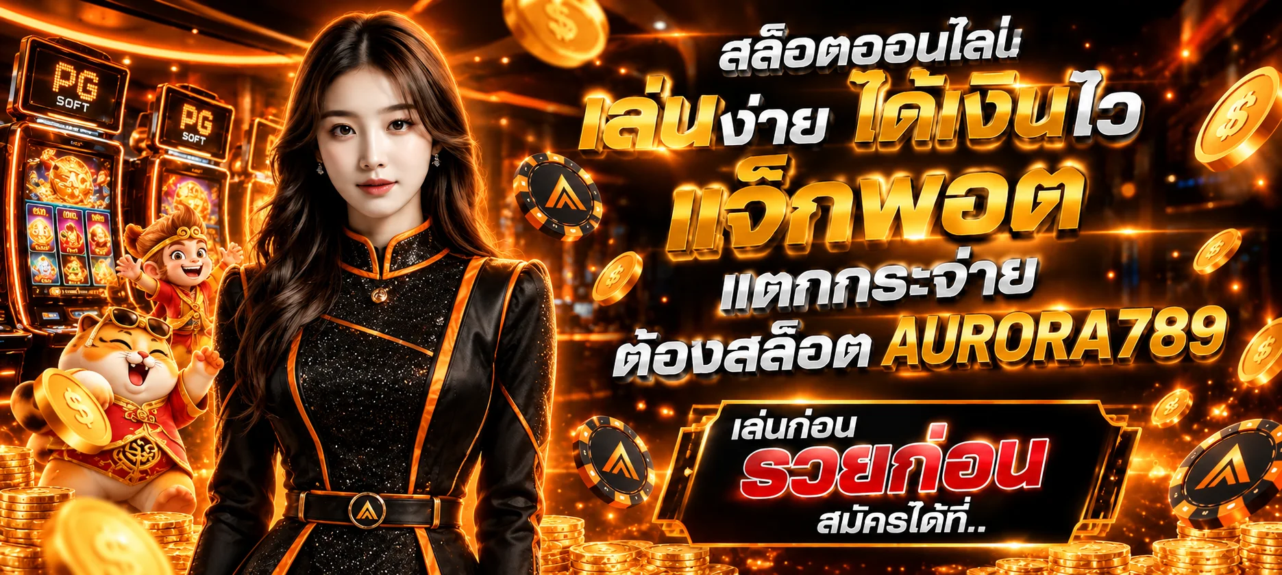 แบนเนอร์สล็อตออนไลน์ AURORA789 พร้อมค่ายเกมและมาสคอต